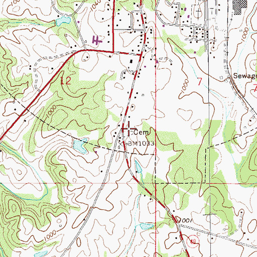Topographic Map of Mount Zion Cemetery, AL
