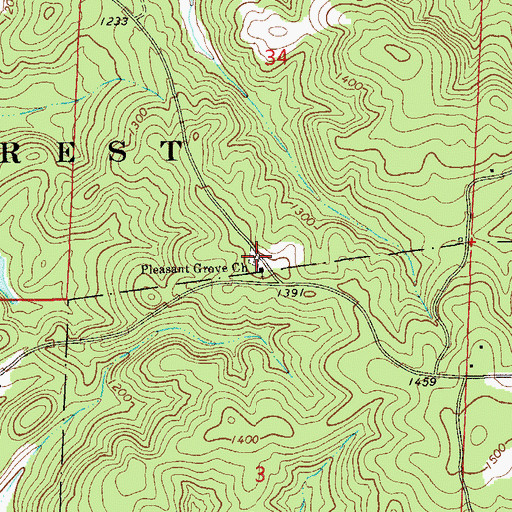 Topographic Map of Pleasant Grove Cemetery, AL