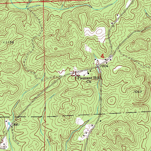 Topographic Map of Pleasant Hill Cemetery, AL