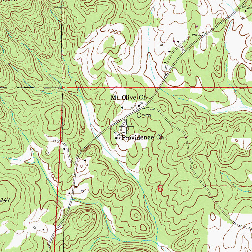 Topographic Map of Providence Cemetery, AL