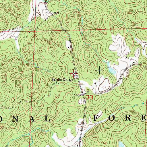 Topographic Map of Sardis Cemetery, AL