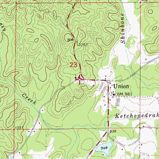 Topographic Map of Union Cemetery, AL