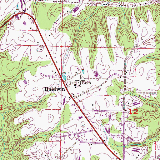 Topographic Map of Baldwin Chapel Cemetery, AL