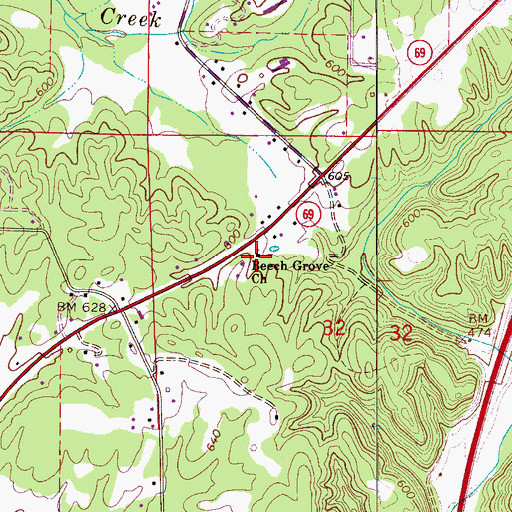 Topographic Map of Beech Grove Cemetery, AL