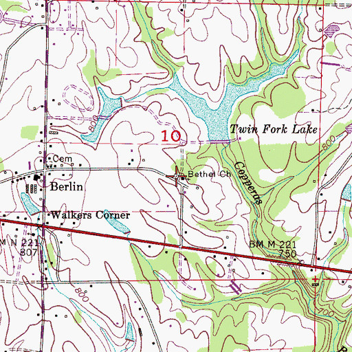 Topographic Map of Bethel Cemetery, AL