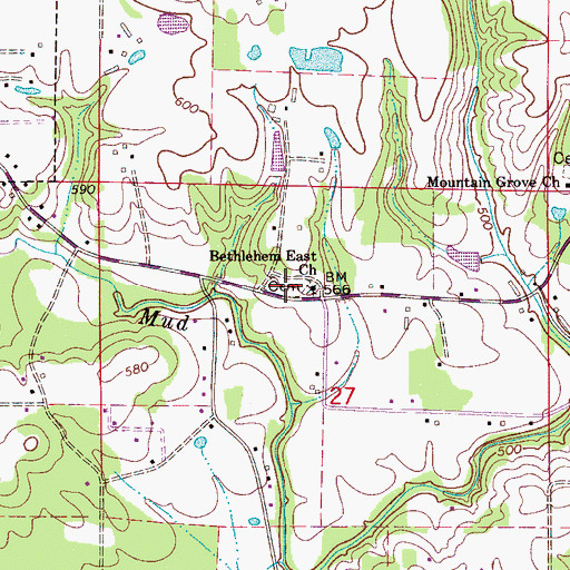 Topographic Map of Bethlehem East Cemetery, AL