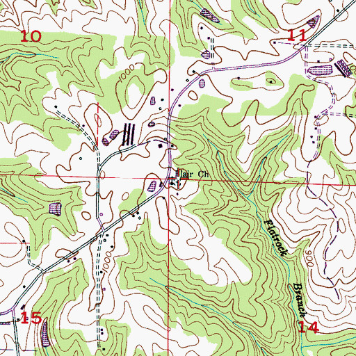 Topographic Map of Blair Cemetery, AL