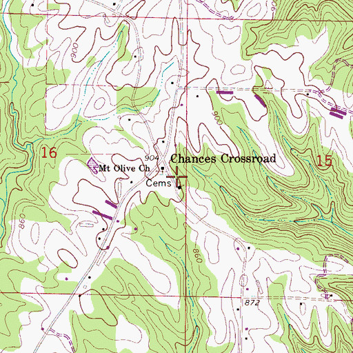 Topographic Map of Chances Cross Roads Cemetery, AL