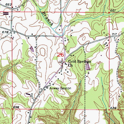 Topographic Map of Cold Springs Cemetery, AL