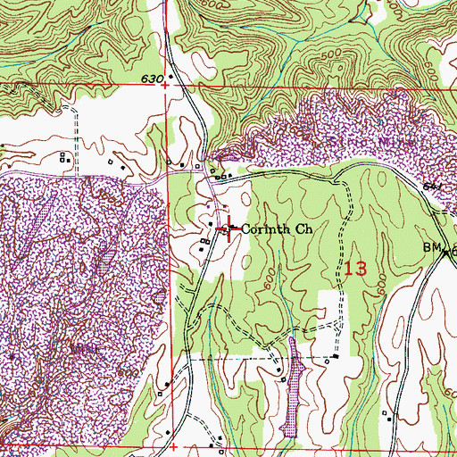 Topographic Map of Corinth Cemetery, AL