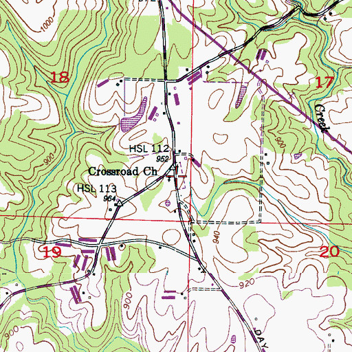 Topographic Map of Crossroads Cemetery, AL