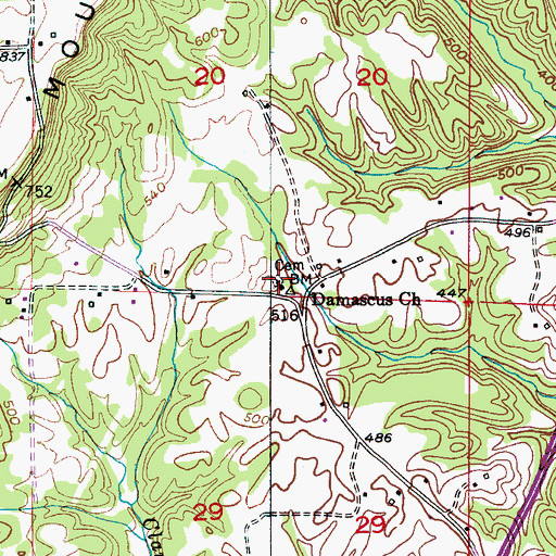 Topographic Map of Damascus Cemetery, AL