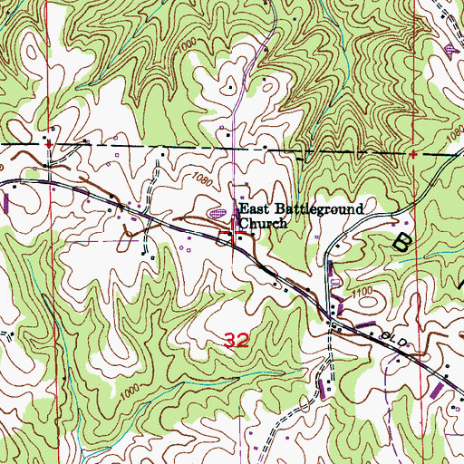 Topographic Map of East Battleground Cemetery, AL