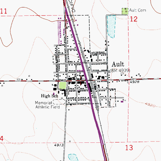 Topographic Map of Ault, CO