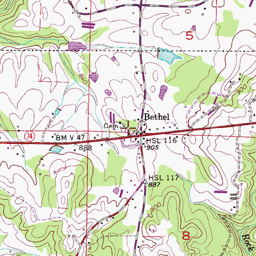 Topographic Map of Pilgrims Rest Cemetery, AL