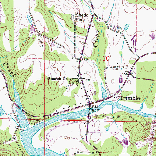 Topographic Map of Sharon Grove Cemetery, AL