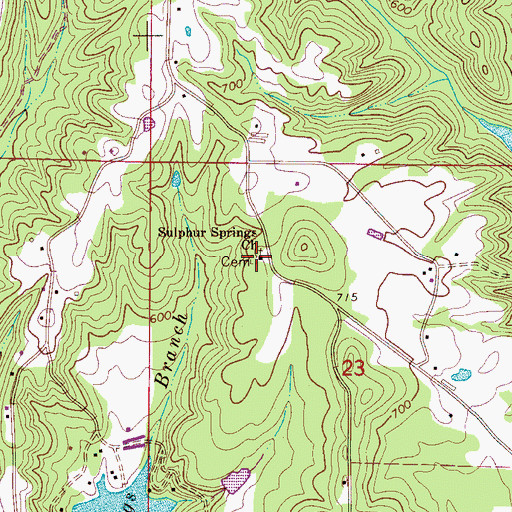 Topographic Map of Sulphur Springs Cemetery, AL
