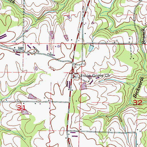 Topographic Map of Union Grove Cemetery, AL
