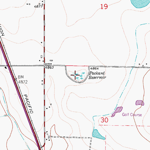 Topographic Map of Packard Reservoir, CO