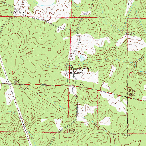 Topographic Map of Pine Grove Cemetery, AL