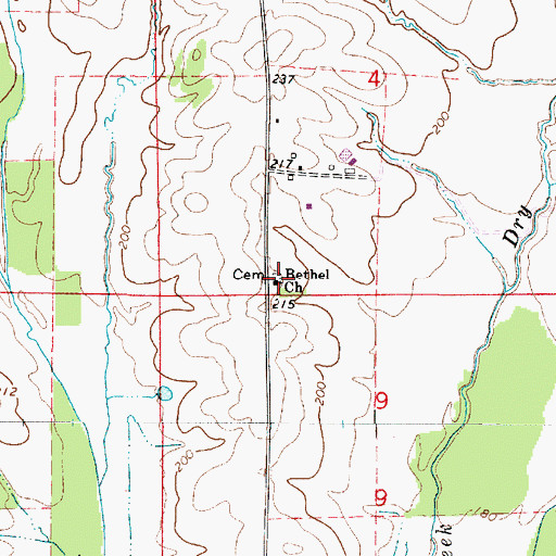 Topographic Map of Bethel Cemetery, AL