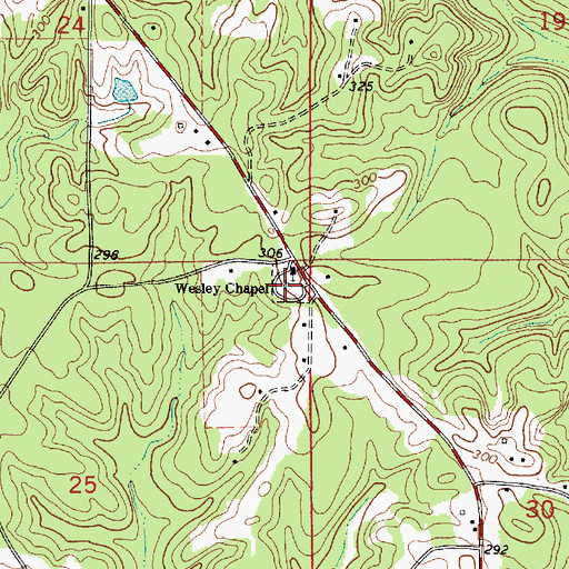Topographic Map of Wesley Chapel Cemetery, AL
