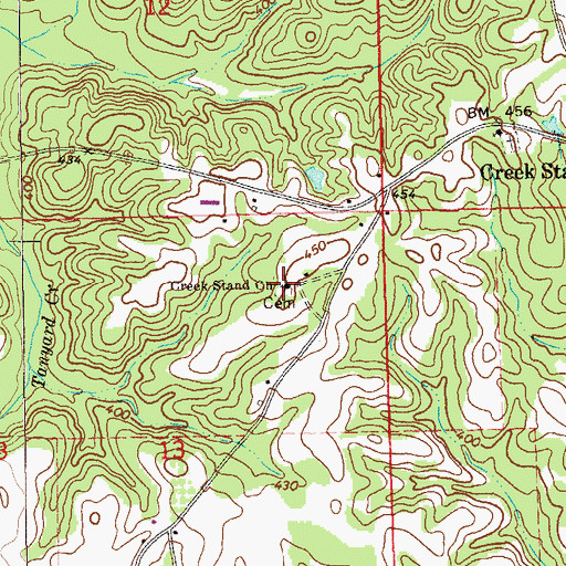 Topographic Map of Creek Stand Cemetery, AL