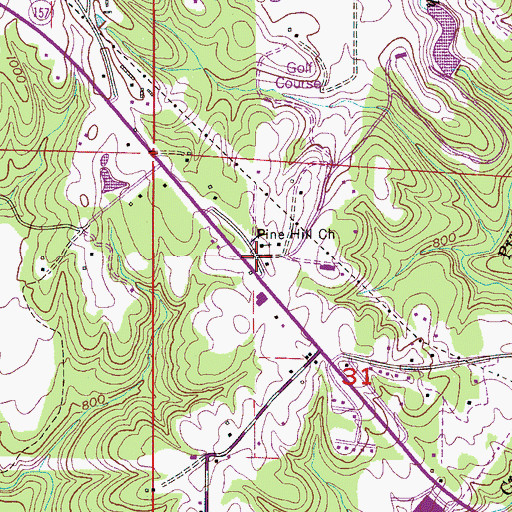 Topographic Map of Pine Hill, AL
