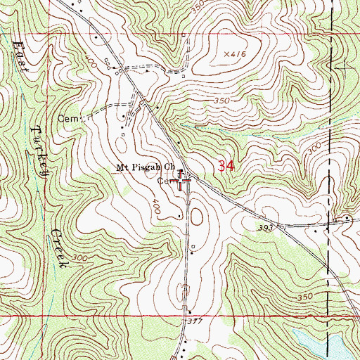 Topographic Map of Mount Pisgah Cemetery, AL