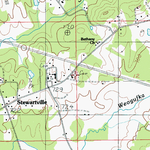 Topographic Map of Union Cemetery, AL