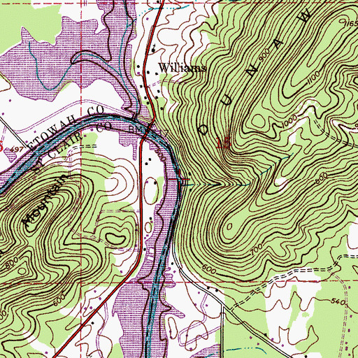 Topographic Map of Aubury Bridge (historical), AL