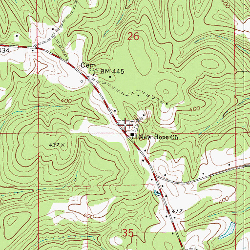 Topographic Map of New Hope Cemetery, AL