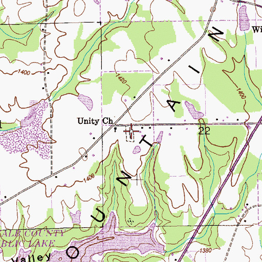 Topographic Map of Unity Cemetery, AL