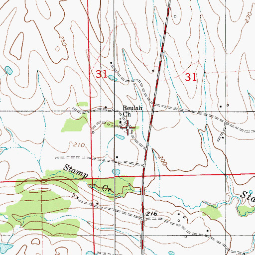 Topographic Map of Beulah Cemetery, AL