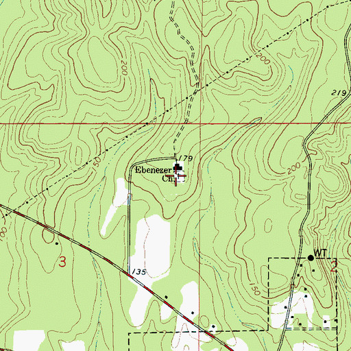 Topographic Map of Ebenezer Cemetery, AL
