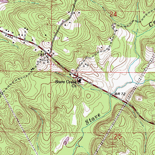 Topographic Map of Stave Creek Cemetery, AL