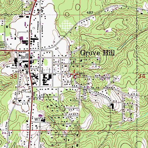 Topographic Map of Wilson Chapel Cemetery, AL