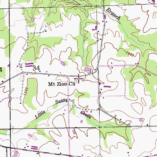 Topographic Map of Mount Zion Cemetery, AL
