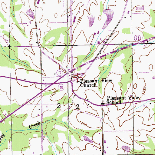 Topographic Map of Pleasant View Cemetery, AL