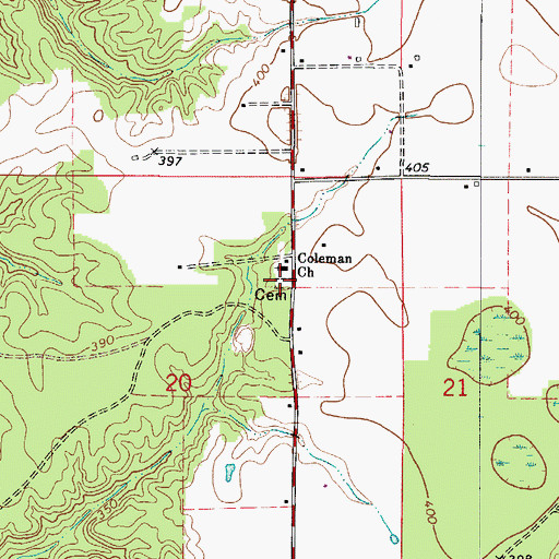 Topographic Map of Coleman Cemetery, AL