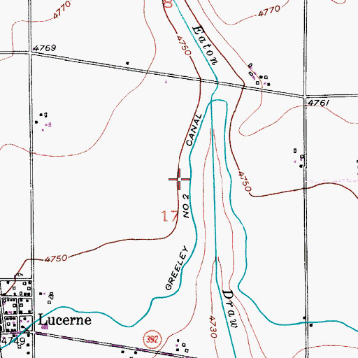 Topographic Map of Greeley Number 2 Canal, CO