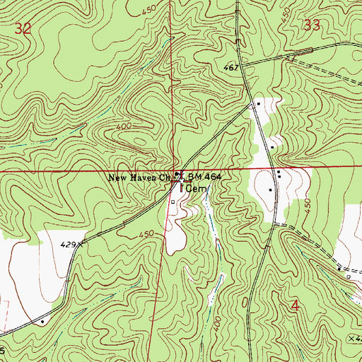 Topographic Map of New Haven Cemetery, AL