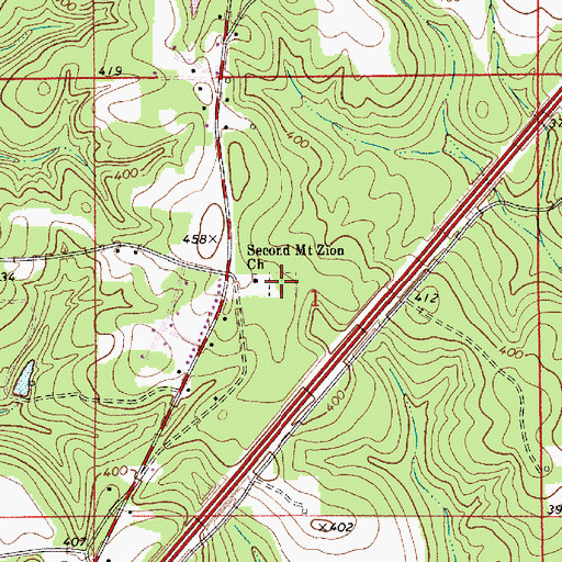 Topographic Map of Second Mount Zion Cemetery, AL