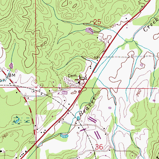 Topographic Map of Liberty Cemetery, AL