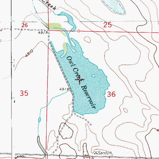 Topographic Map of Owl Creek Reservoir, CO