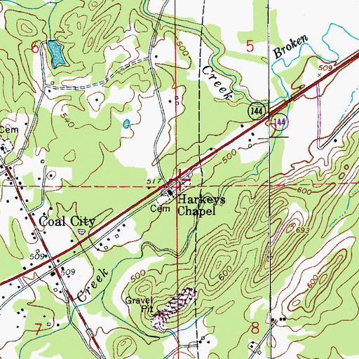 Topographic Map of Harkeys Chapel Cemetery, AL