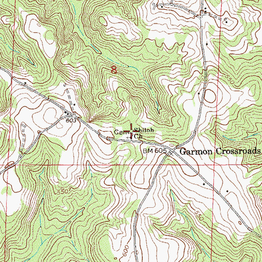 Topographic Map of Shiloh Cemetery, AL
