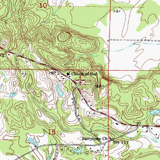 Topographic Map of Barrytown Cemetery, AL