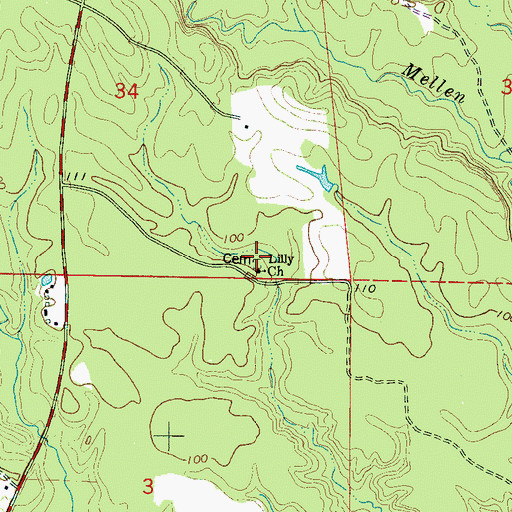 Topographic Map of Lily Cemetery, AL