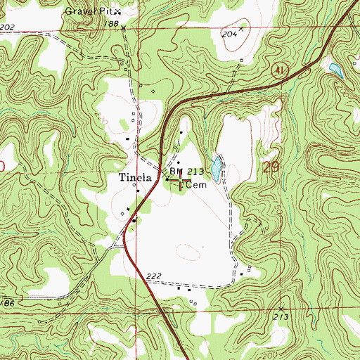 Topographic Map of Tinela Cemetery, AL